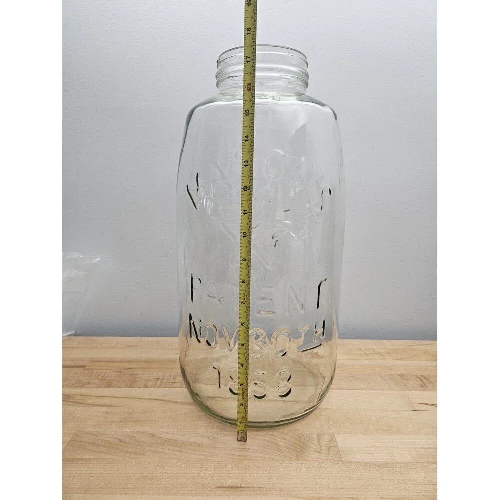 GIANT Vintage Mason Jar 18” Clear Patent Nov 30th 1858 Eagle 5 Gallon w/ Handle